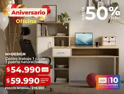 Easy Centro trabajo 1 cajon 1 puerta natural/blanco oferta