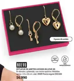 Cyzone Estuche de aretes locked in love x3 oferta