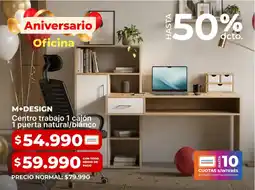 Easy M+design centro trabajo 1 cajón 1 puerta natural/blánco oferta