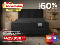 Easy Flex cama europea black 2 plazas base dividida + respaldo royal oferta