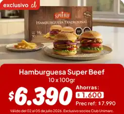 Unimarc Super beef hamburguesa tradicional oferta
