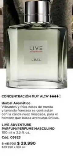 L'Bel Live adventure parfum/perfume masculino oferta