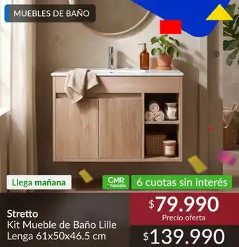 Falabella - kit mueble de bano lille lenga 61x50x46.5 cm