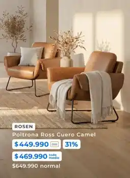 Paris Rosen - poltrona ross cuero camel oferta