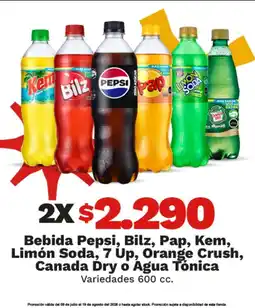 OXXO Kem - bebida pepsi, bilz, pap, , limon soda, 7 up, orange crush, canada dry o agua tónica oferta