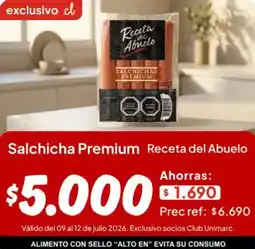 Unimarc Abuelo - salchicha premium receta del oferta