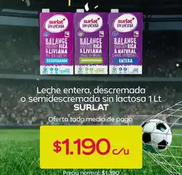Tottus Surlat - leche entera, descremado o semidescremada sin lactosa oferta