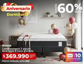 Rosen - cama europea 2 plazas new style 6 base dividida