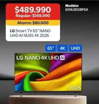 Lg - smart tv 65 uhd ai nu85 4k 2026