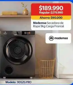 Lider Mademsa - secadora de ropa 9kg carga frontal oferta