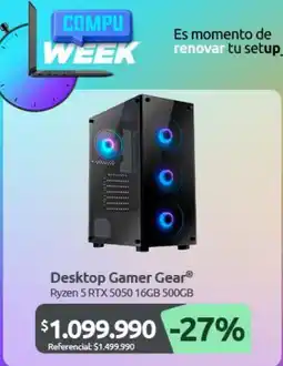 PC Factory Desktop gamer gear ryzen 5 rtx 5050 16gb 500gb oferta
