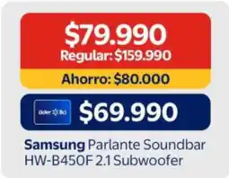 Lider Samsung - parlante soundbar hw-b450f 2.1 subwoofer oferta