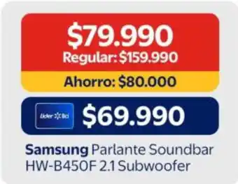 Samsung - parlante soundbar hw-b450f 2.1 subwoofer