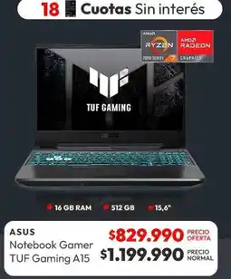 Abc Asus - notebook gamer tuf gaming a15 oferta