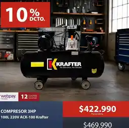 Mimbral Krafter - compresor 3hp 100l 220v ack-100 oferta