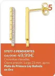 Cristian Lay Circonitas claradas. cierre presion, largo 23 mm, aprox. plata de primera ley banada en oro oferta