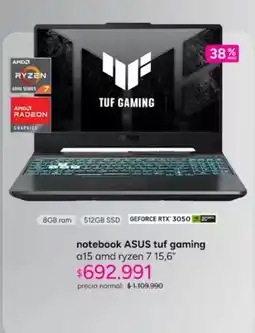 Ripley Asus - notebook tuf gaming a15 and ryzen 7 oferta