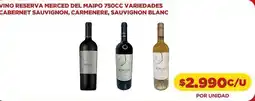Comercial Castro Carmenere - vino reserva merced del maipo variedades cabernet sauvignon, , sauvignon blanc oferta
