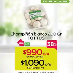 Tottus Tottus - champinon blanco 200 gr oferta