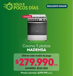 Tottus Mademsa - cocina 5 platos oferta