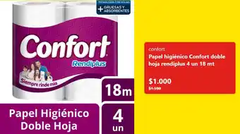 Papel higiénico Confort doble hoja rendiplus