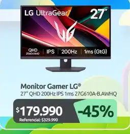 PC Factory Lg - monitor gamer oferta