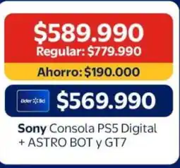 Lider Lider - consola ps5 digital + astro bot y gt7 oferta