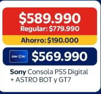 Lider - consola ps5 digital + astro bot y gt7