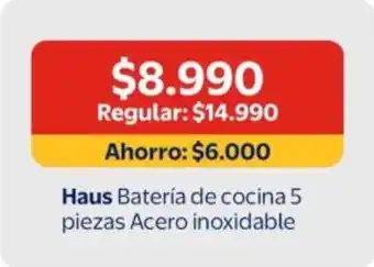 Haus - bateria de cocina 5 piezas acero inoxidable