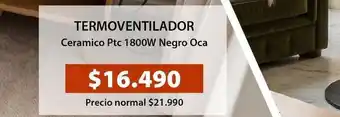 Termoventilador ceramico ptc 1800w negro oca