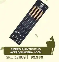 Sánchez & Sánchez Fierro p/anticucho acero/ madera 40cm oferta