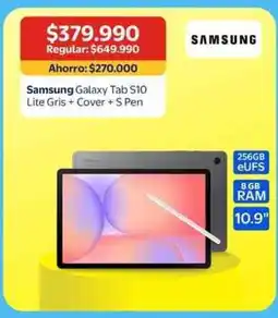 Lider Samsung - galaxy tab s10 lite gris + cover + s pen oferta
