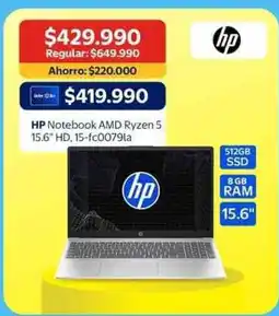 Lider Hp - notebook ryzen 5 15.6 hd, 15-fc0079la oferta