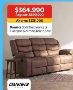 Lider Sofa rectinable 3 cuerpos norman, terciopelo oferta