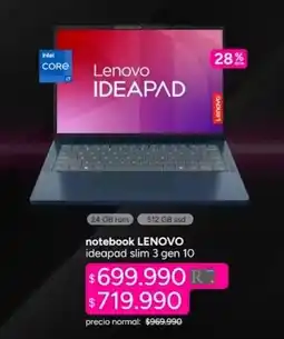 Ripley Lenovo - notebook ideapad slim 3 gen 10 oferta