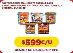 Comercial Castro Soprole - postre lacteo manjarate 80gr variedaddes peanut butter, blanjarate, receta original, black oferta