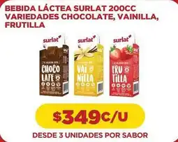 Comercial Castro Surlat - bebida láctea 200cc variedades chocolate, vainilla, frutilla oferta