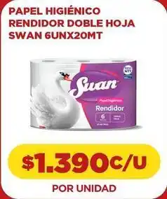 Comercial Castro Swan - papel higiênico rendidor doble hoja 6unx20mt oferta