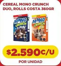 Comercial Castro Duo - cereal mono crunch , rolls costa 360gr oferta