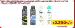 Comercial Castro Dove - desodorante femenino, masculino aerosol 150ml 72h pepino, 72h pera, proteccion total, sport oferta