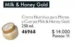 Oriflame Gold - crema nutritiva para manos y cuerpo milk & honey 250 ml oferta