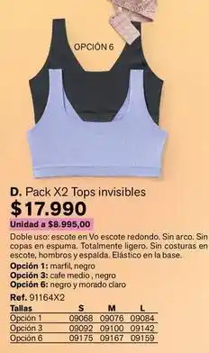 Leonisa Pack x2 tops invisibles oferta