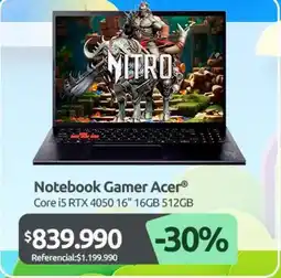 PC Factory Acer - notebook gamer oferta