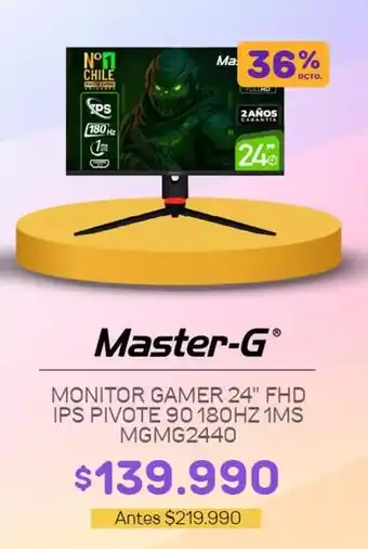 Master-g - monitor gamer 24 fhd ips pivote 90180hz 1ms mgmg2440