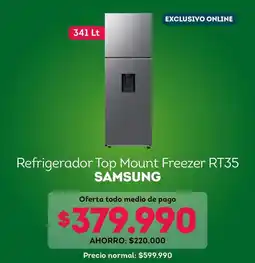Tottus Samsung - refrigerador top mount freezer rt35 oferta