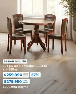 Paris Miller - juego de comedor julieta + 4 sillas oferta