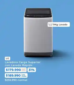 Paris Lg - lavadora carga superior con lavado rapido oferta