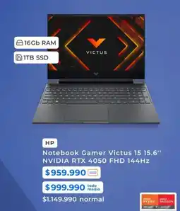 Paris Hp - notebook gamer victus 15 15.6 nv11a rtx 4050 fhd 144hz oferta