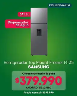 Tottus Samsung - refrigerador top mount freezer rt35 oferta