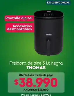 Tottus Thomas - freidora de aire 3 lt negra oferta